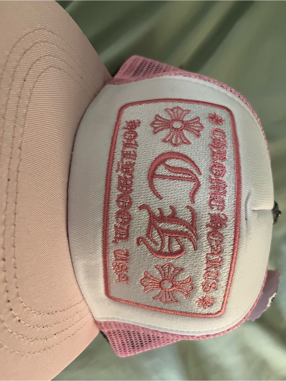 Pink Chrome Heart hat